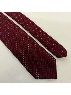 Burgundy Polyester Mens Tie White Dotted Classic Necktie Formal Office Dad Gift